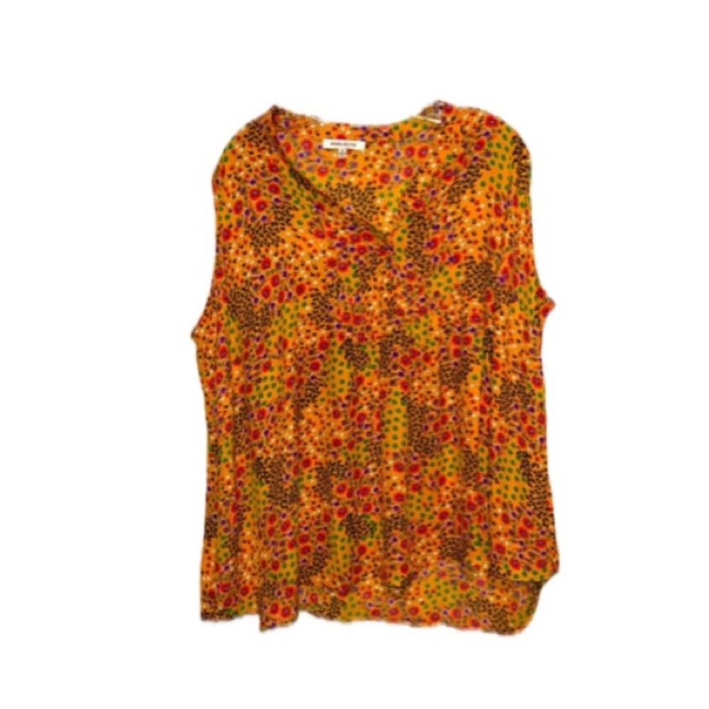 Rose and Olive 3X Sleeveless Floral Print Polyester Blouse